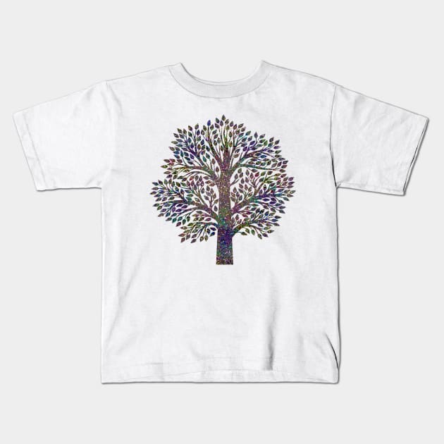 Glam Rainbow Metallic Tree Kids T-Shirt by Jane Izzy Designs